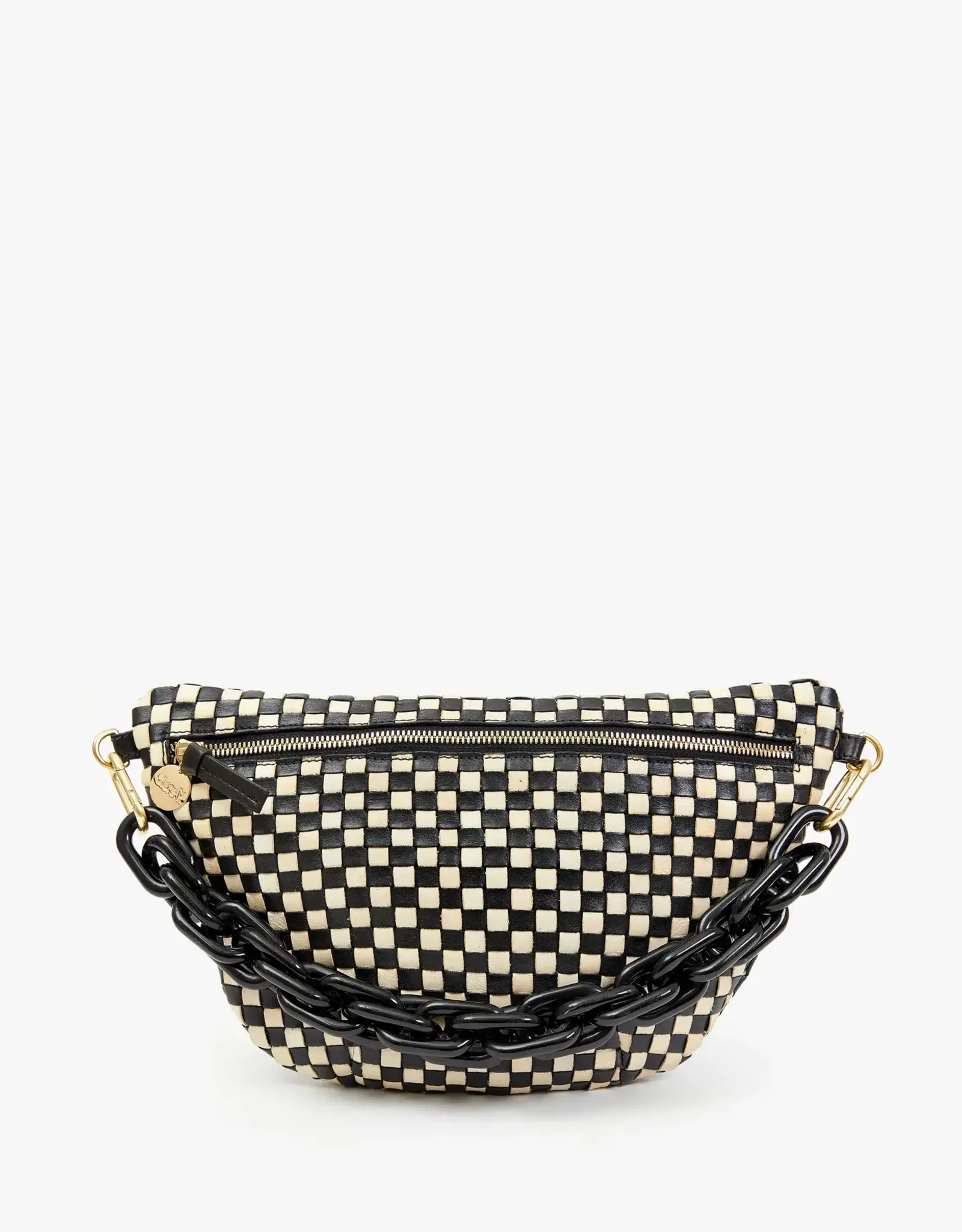 Clare V Clare V. Grande Fanny Woven Checker Blk/Cream