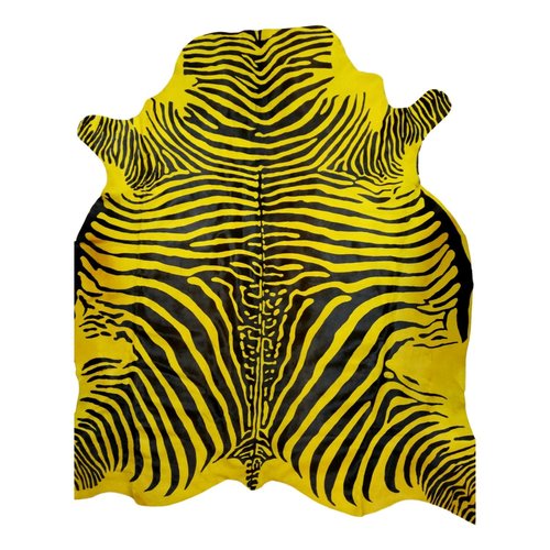 Tapis en peau de vache jaune style zèbre Tapis en peau de vache jaune style zèbre