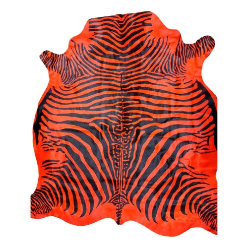 Tapis en peau de vache orange style zèbre Tapis en peau de vache orange style zèbre