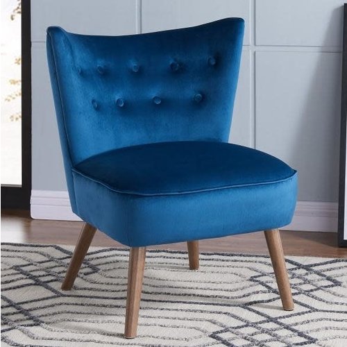 Chaise d'appoint bleue en velours luxueux Elle Blush Chaise d'appoint bleue en velours luxueux Elle Blush