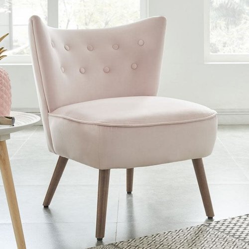 Chaise d'appoint rose pâle en velours luxueux Elle Blush Chaise d'appoint rose pâle en velours luxueux Elle Blush