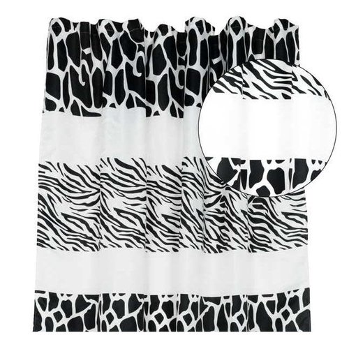 Rideau de douche noir et blanc à motif animal Rideau de douche noir et blanc à motif animal