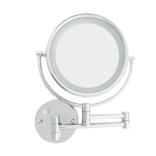 Miroir mural articulé chrome avec éclairage DEL et zoom 5X Miroir mural articulé chrome avec éclairage DEL et zoom 5X