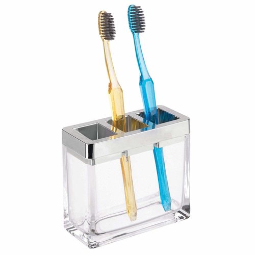 Porte-brosse à dents verre et chrome Casilla par Interdesign Porte-brosse à dents verre et chrome Casilla par Interdesign