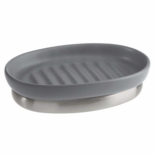 Porte-savon gris et inox York par Interdesign Porte-savon gris et inox York par Interdesign