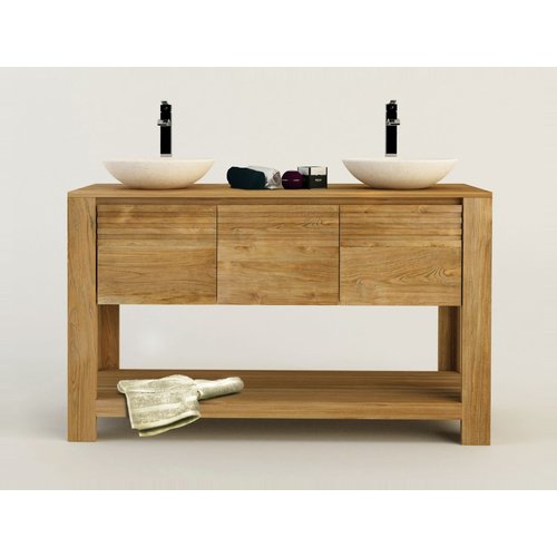 Vanité double en bois de teck modèle CA449 - DÉMO Vanité double en bois de teck modèle CA449 - DÉMO
