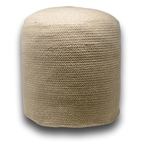 Pouf décoratif beige en fibres recyclées Pouf décoratif beige en fibres recyclées