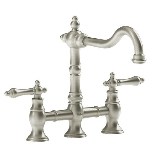 Robinet de cuisine nickel brossé avec poignées Bridge par Riobel Robinet de cuisine nickel brossé avec poignées Bridge par Riobel