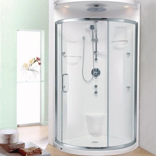 NEPTUNE Porte de douche Baden ronde 36" x 36" chrome et clair par Neptune NEPTUNE Porte de douche Baden ronde 36" x 36" chrome et clair par Neptune