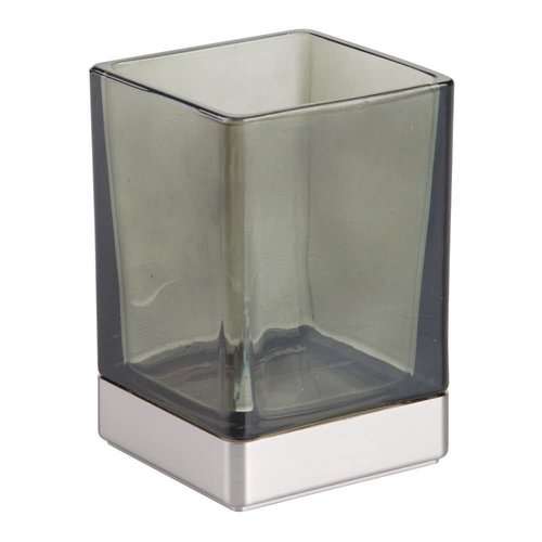 Gobelet de salle de bain verre fumé et inox Casilla par Interdesign Gobelet de salle de bain verre fumé et inox Casilla par Interdesign