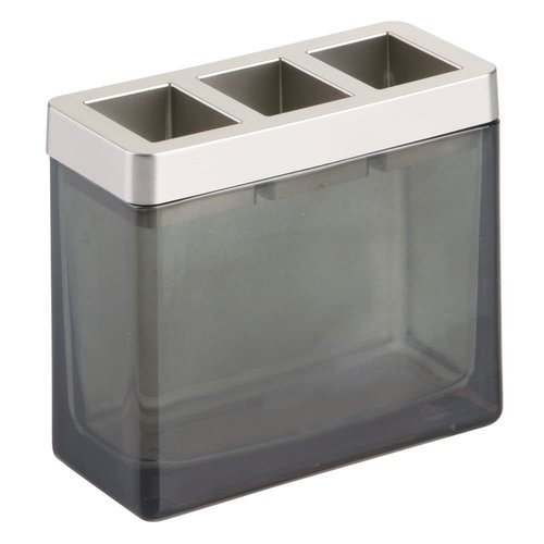 Porte-brosse à dents verre fumé et inox Casilla par Interdesign Porte-brosse à dents verre fumé et inox Casilla par Interdesign