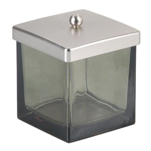 Jarre à coton verre fumé et inox Casilla par Interdesign Jarre à coton verre fumé et inox Casilla par Interdesign