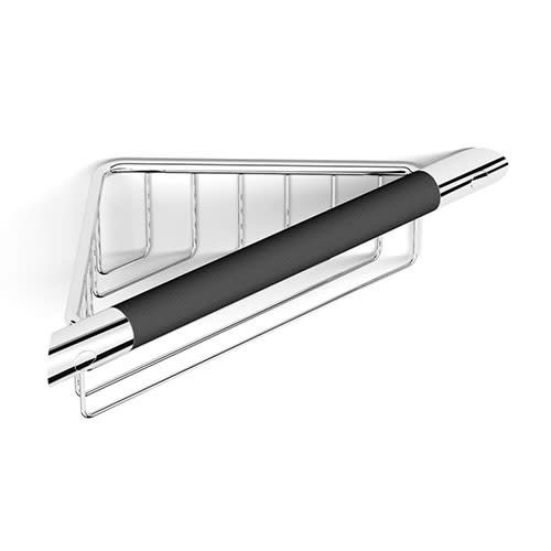 Barre d'appui - Appui pied en coin avec panier chrome et noir par Zitta Barre d'appui - Appui pied en coin avec panier chrome et noir par Zitta