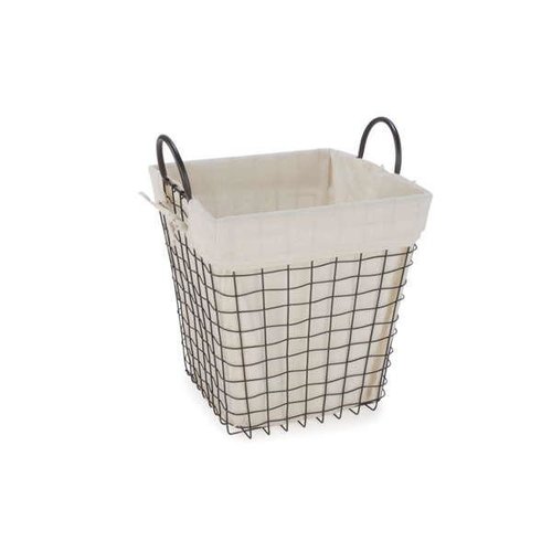 Panier à linge en treillis métallique et tissus - Petit Panier à linge en treillis métallique et tissus - Petit