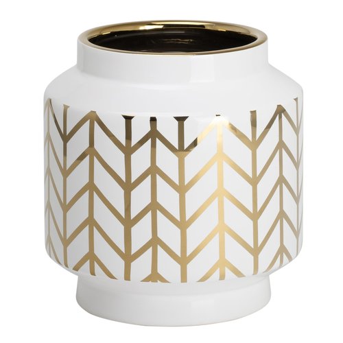 TORRE&TAGUS Vase Element motif de chevron blanc et or TORRE&TAGUS Vase Element motif de chevron blanc et or