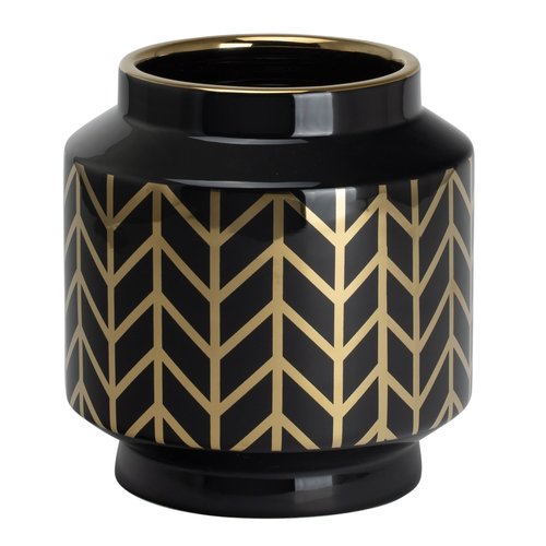 TORRE&TAGUS Vase Element avec motif chevron noir et or TORRE&TAGUS Vase Element avec motif chevron noir et or