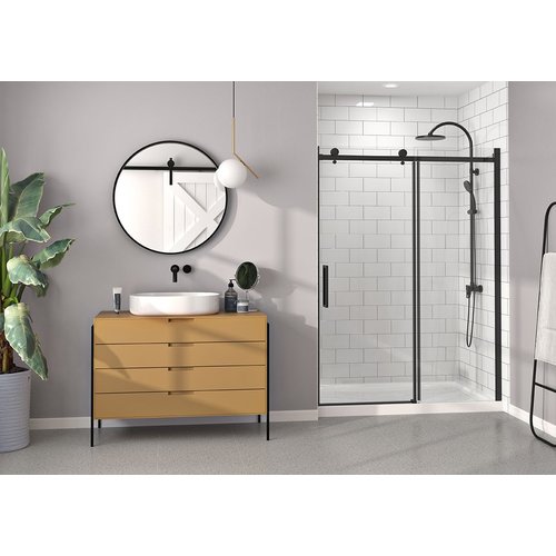 ZITTA Porte de douche 48" noir mat en alcove par Zitta ZITTA Porte de douche 48" noir mat en alcove par Zitta