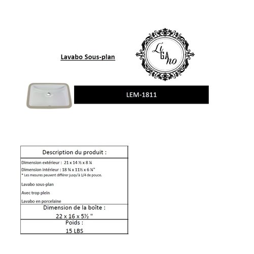 LIGANO Lavabo sous-plan avec trop plein en porcelaine par LIGANO LIGANO Lavabo sous-plan avec trop plein en porcelaine par LIGANO