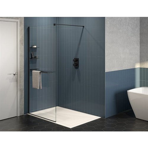 FLEURCO Écran de douche Vectra 39 " x 79" Clair / Noir mat avec tablette intégré par Fleurco FLEURCO Écran de douche Vectra 39 " x 79" Clair / Noir mat avec tablette intégré par Fleurco
