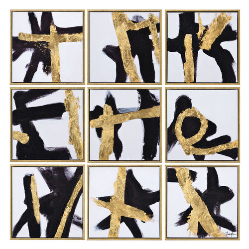 RENWIL cadre traces abstrait noir/or RENWIL cadre traces abstrait noir/or