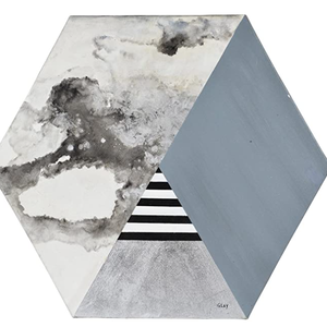 cadre crystal gris et marbre hexagone