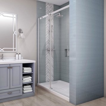 ZITTA Porte de douche en alcove Vague 48po chrome/clair