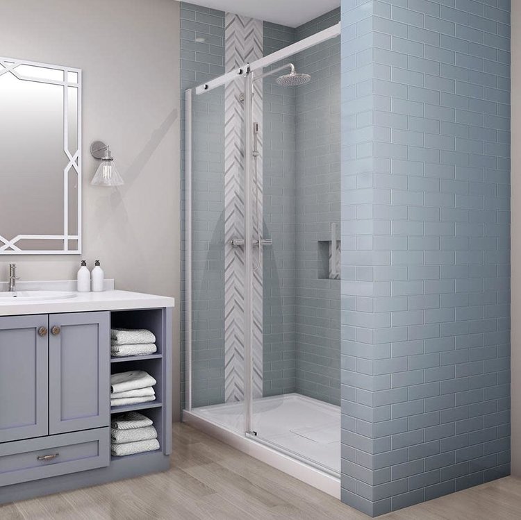 ZITTA Vague 48 porte alcove chrome clair