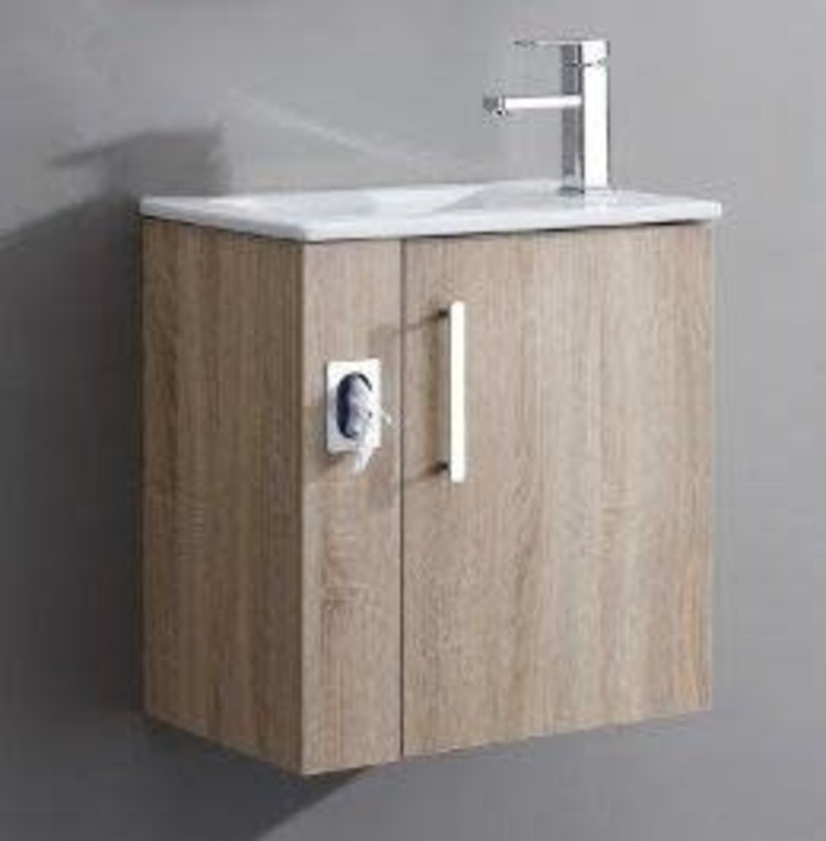 LIGANO Vanite amethyste 21- 3/4 x 13 bois dessus porcelaine blanc