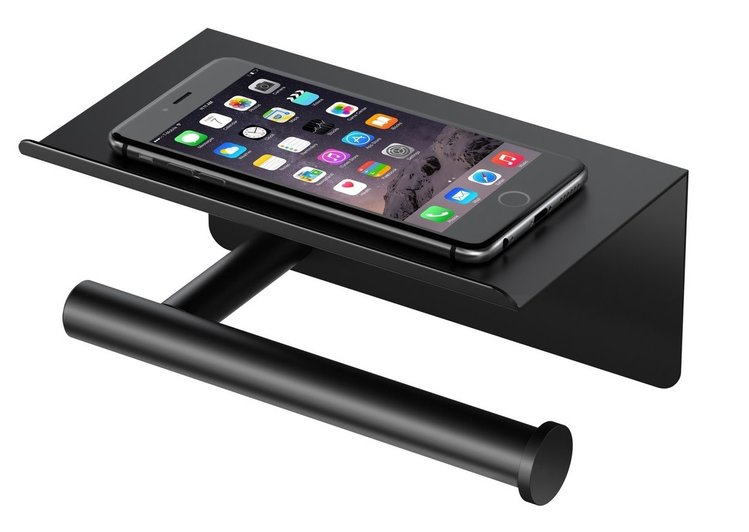 IMPÉRIAL PORTE PAPIER MURAL AVEC TABLETTE NOIR MAT