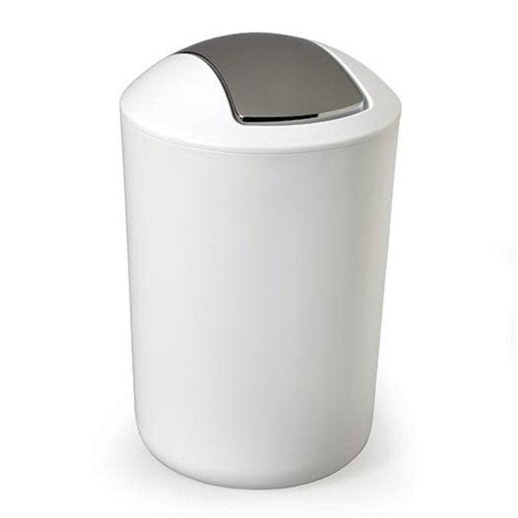 MODA AT HOME Poubelle flip blanche avec couvercle 6l