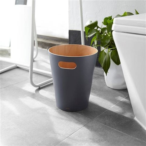 UMBRA POUBELLE WOODROW EN BOIS CHARCOAL UMBRA POUBELLE WOODROW EN BOIS CHARCOAL