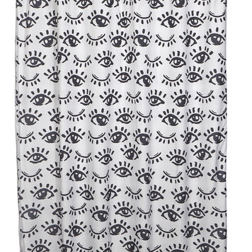 MODA AT HOME Rideau de douche eyes noir/blanc 71x71