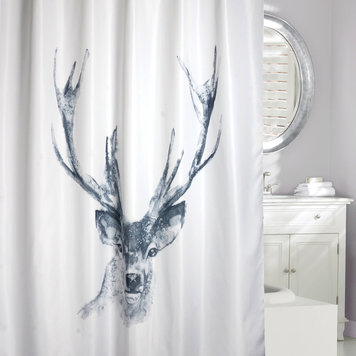 MODA AT HOME Rideau douche alberta chevreuil noir/blanc