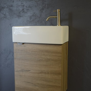 LIGANO VanitÃ© lolite avec comptoir-lavabo en porcelaine blanche percÃ© monotrou 19 x 10 x 25po bois ranch