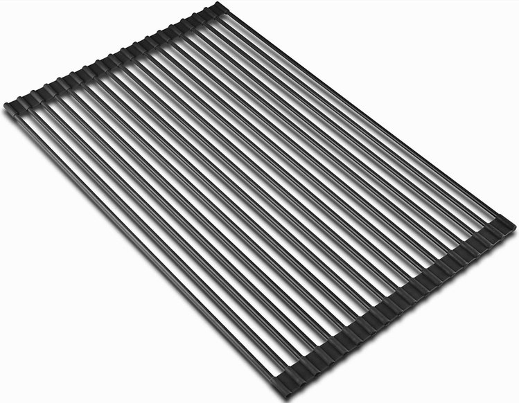 LIGANO Tapis d'evier en tiges stainless noir