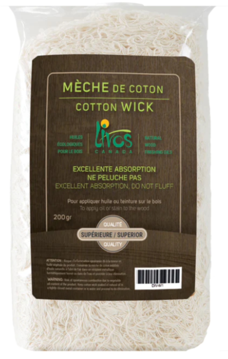 LIVOS Meche de coton 200gr