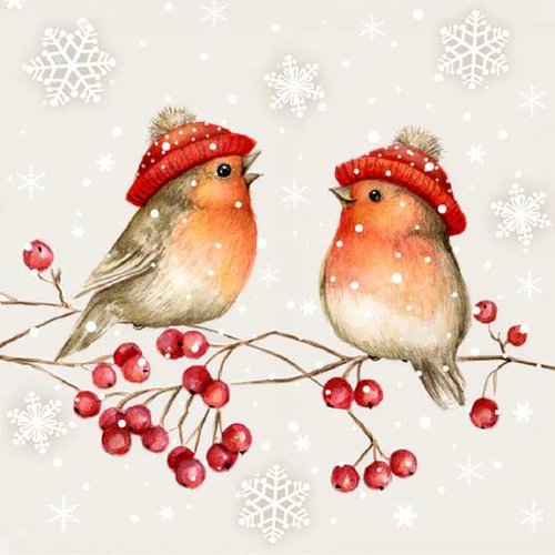 ATTITUDES SERVIETTE DE TABLE 2 OISEAUX SUR BRANCHE ATTITUDES SERVIETTE DE TABLE 2 OISEAUX SUR BRANCHE