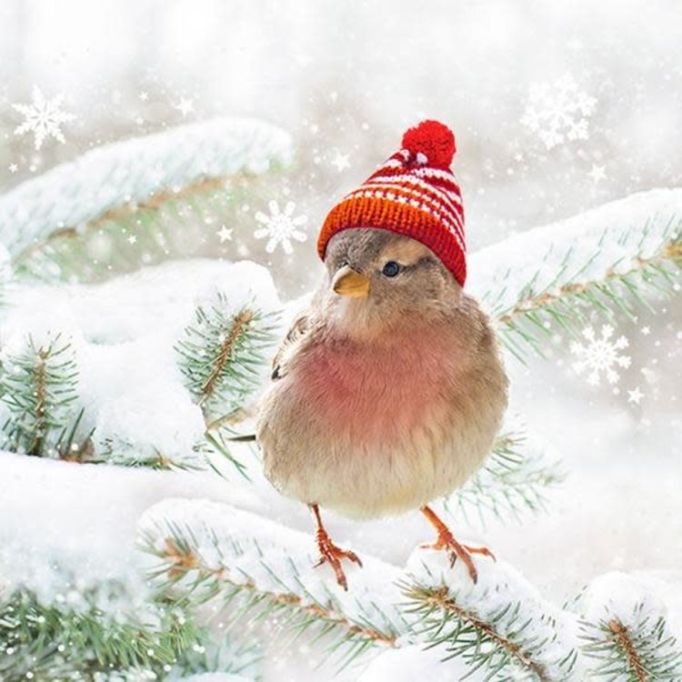 ATTITUDES Serviette de table oiseau sur neige