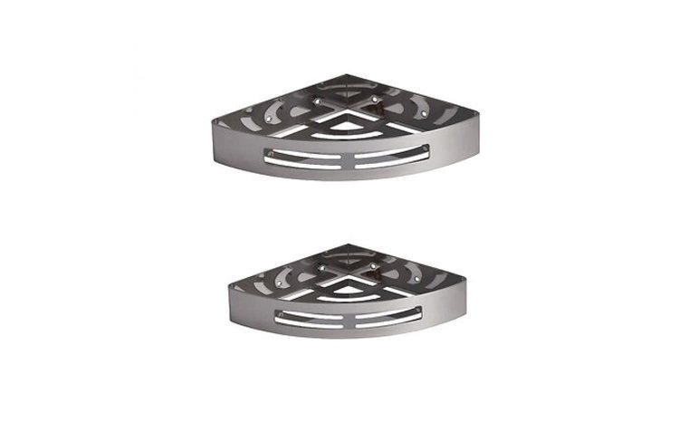 ODASS Deux tablettes de coin 8 5/16'' en acier inoxydable chrome (mirroir)