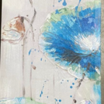 ATTITUDES Cadre fleur bleu/gris 12 x 36po