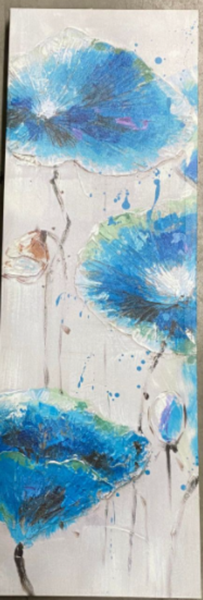 ATTITUDES CADRE FLEUR BLEU/GRIS 12X36