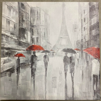 ATTITUDES Cadre balade a paris rouge/gris 15 x 15po