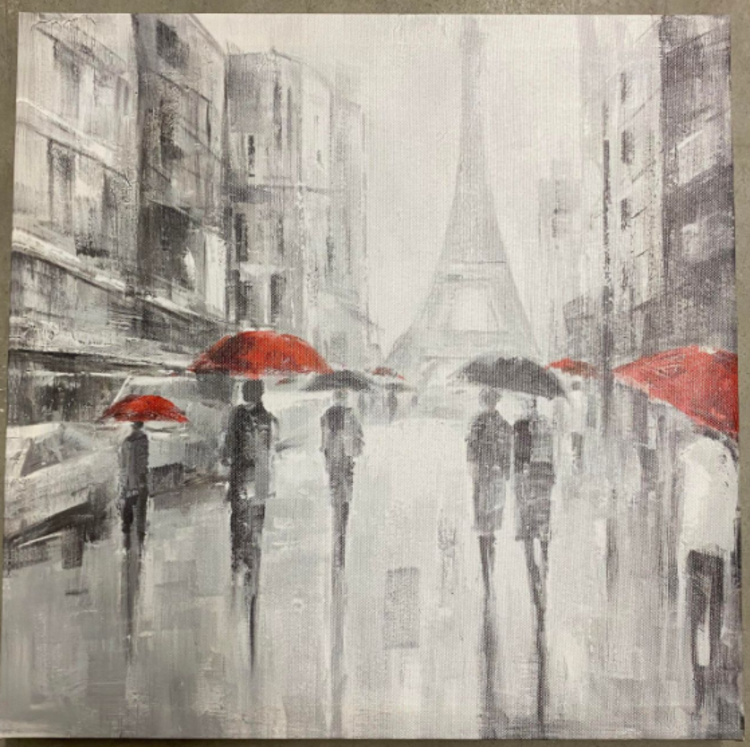 ATTITUDES Cadre balade a paris rouge/gris 15 x 15po