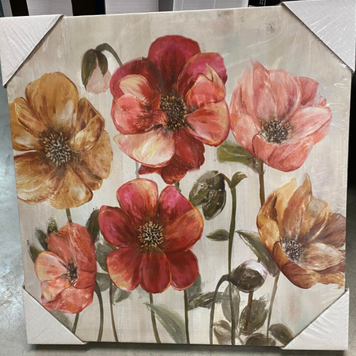 ATTITUDES Cadre fleurs rouges/roses 15 x 15po
