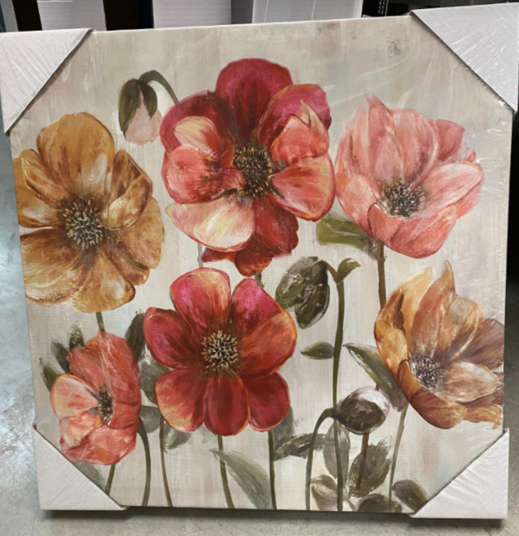 ATTITUDES Cadre fleurs rouges/roses 15 x 15po