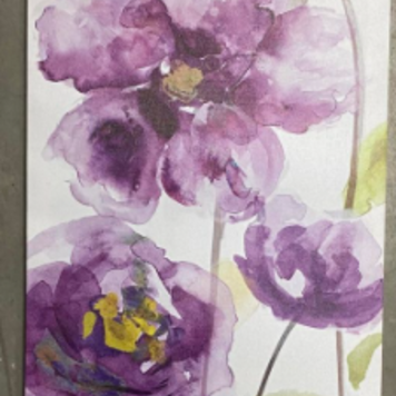 ATTITUDES Cadre fleur mauve et lime 12 x 36po