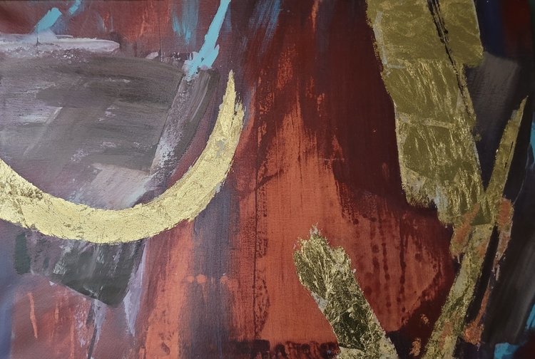 RENWIL Discontinué - Cadre abstrait emerett 24 x 36po rouille/or