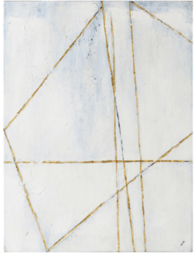 RENWIL CADRE GLACIER I ABSTRAITE BLANC/OR 40X30