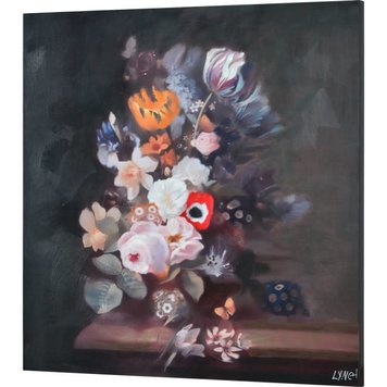 RENWIL CADRE HERRING FLEUR FOND NOIR 40X40