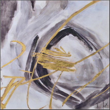 RENWIL d- CADRE AYSEN CERCLE ABSTRAIT OR/GRIS 40X40